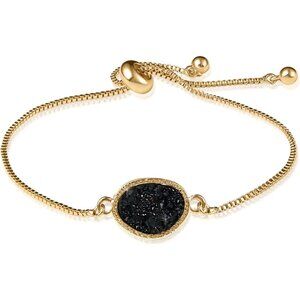 Stunning Adjustable Simulated Druzy Bracelet - Perfect for Layering in Gold